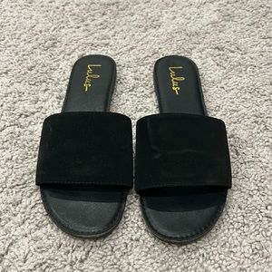 Addison Black Nubuck Slide Sandals